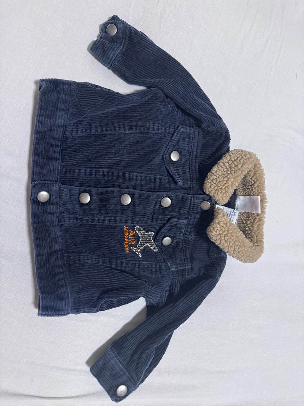 Vintage Y2K Baby Q Navy Blue Corduroy Sherpa Infant Jacket Coat 6-9M Coat VNT